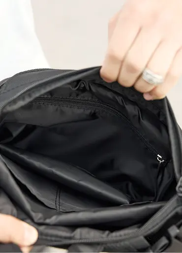 Большая мужская сумка бананка Sambag DynamicDart черная тканевая 38 × 21 × 7 см (80411701m) - фото 8