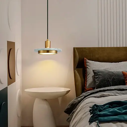 Підвіс Lumina із білим мармуровим плафоном LED в стилі Ар-деко Line.F SC 2/1 WH - фото 1