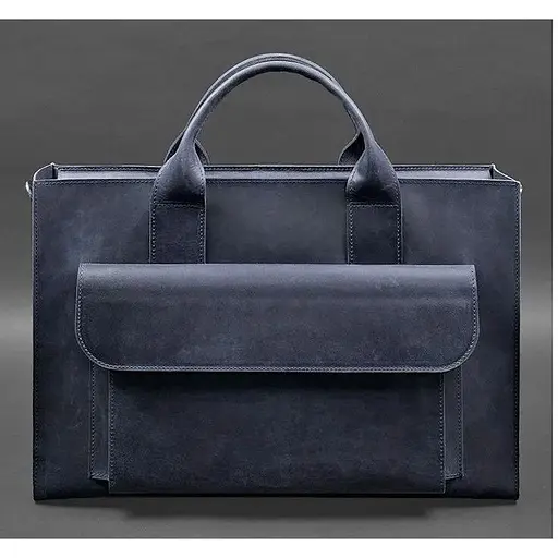 Шкіряна сумка для ноутбука та документів Універсальна синя Crazy Horse - фото 1
