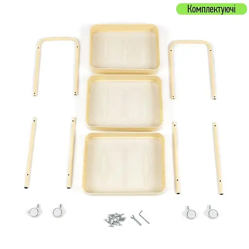 Этажерка Wall Sticker SW-00002113 мобильная трехъярусная универсальная из металла 45х30х78 см кремовая - фото 3