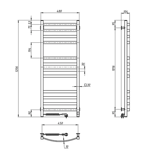 Електрична рушникосушка NAVIN Avalon 480х1200 Біла Sensor (Ліва, 102Вт) - фото 8