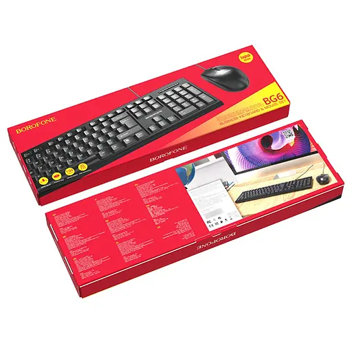 Комплект клавіатура та миша Borofone BG6 (ENG/ РУС) чорний - фото 7