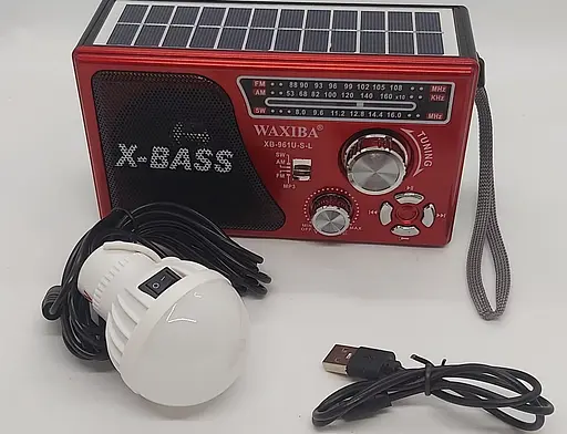 Радіоприймач Waxiba XB-961U-S-L із сонячною панеллю та ліхтарем - фото 3