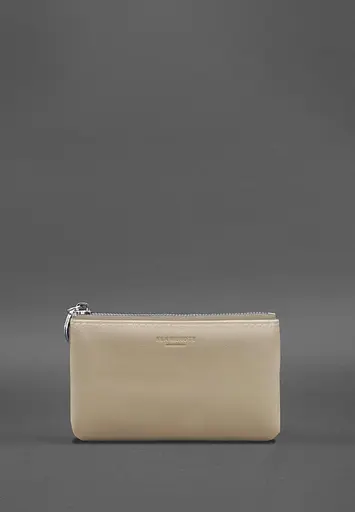 Кожаная монетница / мини-косметичка 3.0 светло-бежевая краст - фото 2