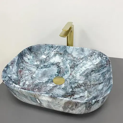 Умивальник VBI Bergamo blue tourmaline glossy накладний VBI-012504, Синій - фото 1