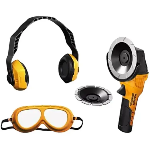 Дитячий набір інструментів T057 пила, навушники, окуляри, на батарейках
