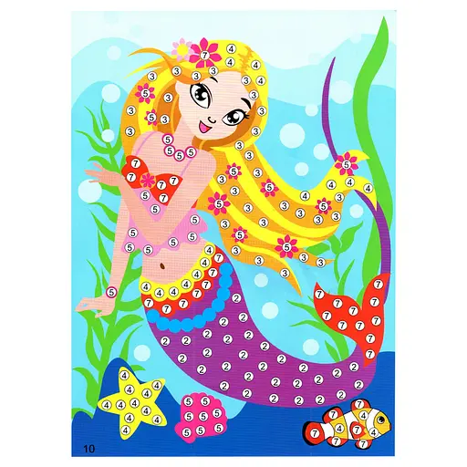 Детская мозаика по номерам "Русалочка" 13-126-4 разноцветные камешки