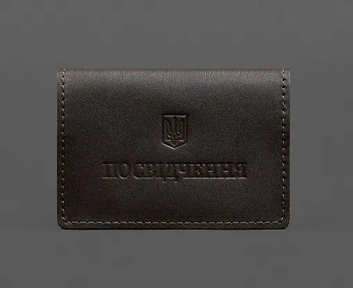 Кожаная обложка для пенсионного удостоверения темно-коричневая - фото 1