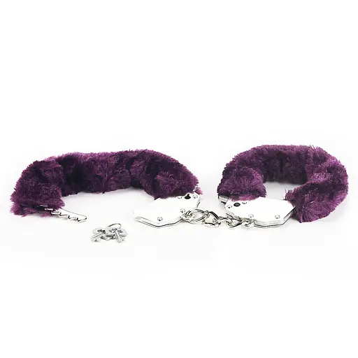 Хутряні наручники Lovetoy Fetish Pleasure Fluffy фіолетовий - фото 2