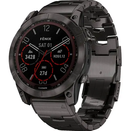 Смарт-часы Garmin Fenix 7X Sapphire Solar Edition Carbon Grey DLC Titanium with Carbon Grey DLC Vented Titanium Band 010-02541-27 (78193)