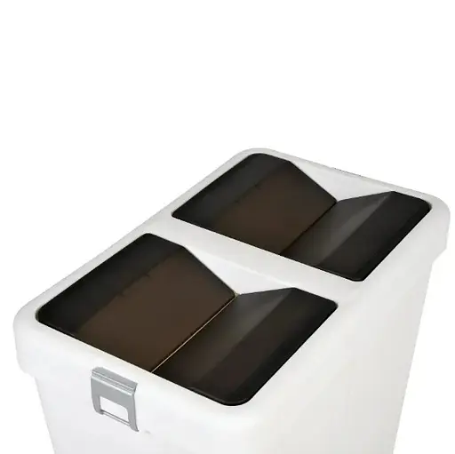 Мусорное ведро Motek двойное 14 л + 14 л с поворотной крышкой Белый (COB-428)  - фото 2