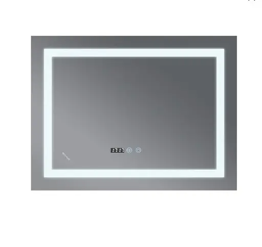 Дзеркало Mixxus WARM MR02-100x80 з LED Touch, Anti-fog, димером, регулюванням яскравості, годинником (MI6935) - фото 2