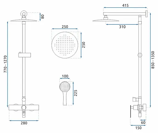 Душовя система Rea Aldi з виливом хром REA-P8801, Хром - фото 9