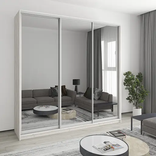 Шкаф-купе трехдверный MebelStar Уни AL 3 Зеркала 240x60x240 см Аляска серый (MBS-2022)