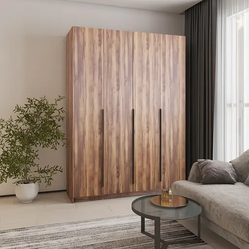 Шкаф 4-дверный MebelStar Оскар ДСП BG, блок ящиков+полки 160x52x220 см Дуб янтарный (MBS-4693)