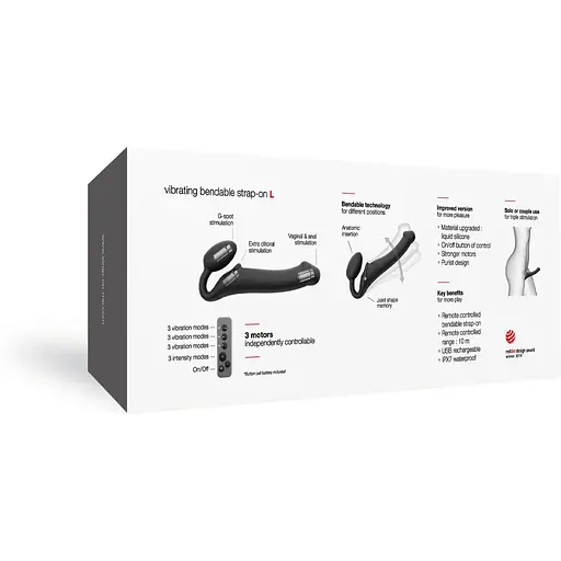 Безремінний страпон з вібрацією Strap-On-Me Vibrating Black L - фото 7