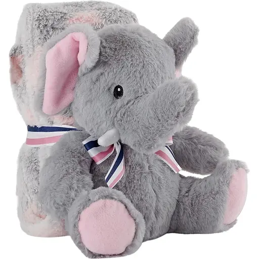 Плед Perletti Toys Allie Elephant с мягкой игрушкой 120x80 см серый/розовый (P13068)