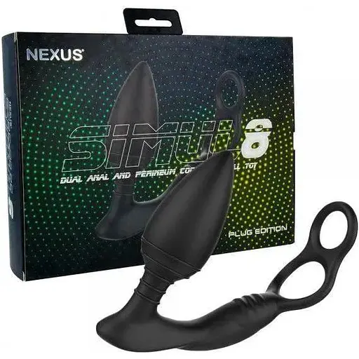 Анальна вібропробка Nexus SIMUL8 Plug Edition з ерекційним кільцем 2 двигуни діаметр 4 см - фото 2