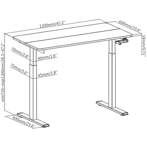 Стол компьютерный 2E CE120W-MECHANIC с регулировкой высоты - фото 6