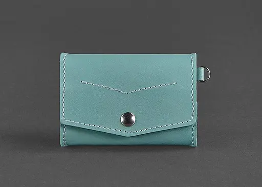 Женская кожаная монетница с клапаном 1.0 бирюзовая. - фото 1