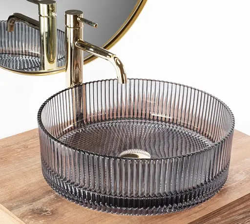 Умивальник Rea Ingrid grey 40 накладний REA-U0279, Прозорий - фото 4