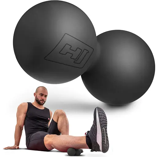 Силиконовый массажный двойной мяч Hop-Sport HS-S063DMB 63 мм черный - фото 4