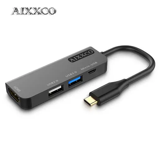 Хаб Usb 4You Hub Type-C hi-speed 2xUsb + 4K HDMI + MicroUsb черный - фото 2