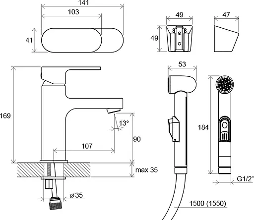 Змішувач з гігієнічною лійкою Ravak Chrome CR 112.00 X070092, Хром - фото 2
