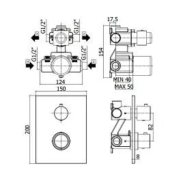 Термостат для душа на 2 потребителя Paffoni Light с металлической накладкой white matt LIQ518BO/M, Белый матовый - фото 2