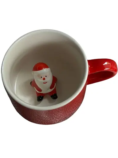 Новорічна кружка Olens 102-1021 керамічна Сюрприз Дід мороз 350 мл Червона - фото 2