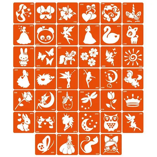 Набір трафаретів для біо-тату Для дівчаток for_girls_simple 6 х 6 см 40 шт