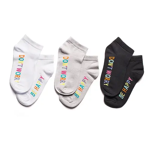 Набор носков 3 пары короткие с принтом Don`t worry, Be happy бесшовные ORGANIC cotton JILL ANTONY 38-40 - фото 1