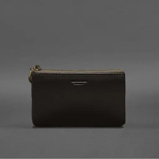 Кожаная монетница / мини-косметичка 3.0 темно-коричневая краст - фото 4