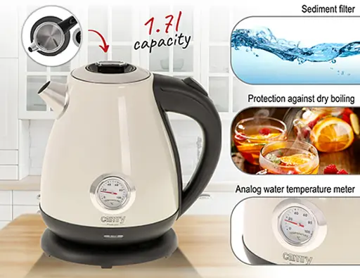 Чайник электрический 1.7л с градусником Camry CR 1344 creme - фото 2