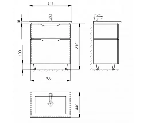 Тумба підлогова Sanwerk Алесса 70 венге з умивальником Qtap (MV0000874) Венге - фото 4