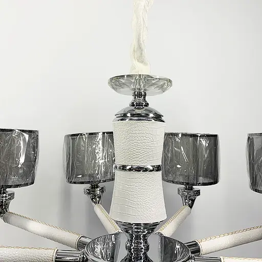 Плафонная люстра с элементами белой экокожи Line.F S 198/10 WT - фото 3