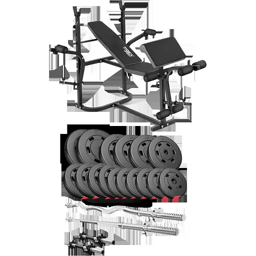Набор Hop-Sport Premium 75кг со скамьей TX-020, штангами и гантелями