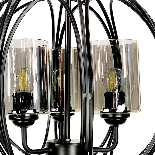 Люстра Лофт у чорному корпусі форми плетена куля Line.F Колір плафона Графітовий - фото 4