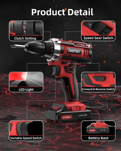 Акумуляторний дриль-шуруповерт DuroFort 21 В - фото 3