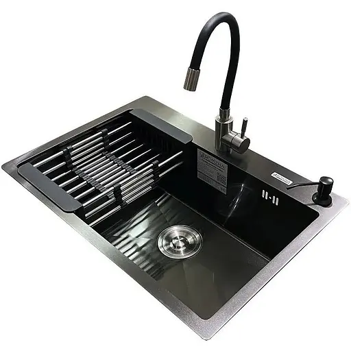 Комплект мийка + змішувач Romzha Arta U-600S BL (C)