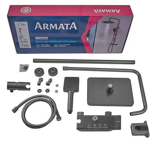 Душева система Armata BCF-009-J graphite з кнопковим перемикачем 3 режими CH6507, Графіт - фото 7