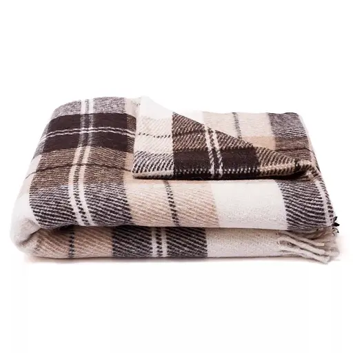 Плед вовняний Vladi Ельф 200х220 біло-бежево-коричневий 2 (1110) - фото 1