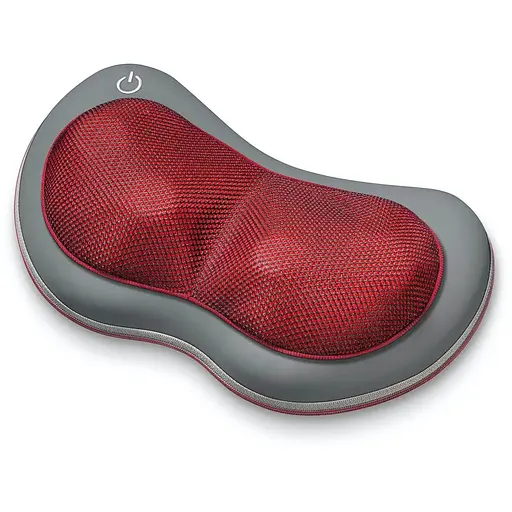 Beurer Массажная подушка для плеч, шеи, спины и ног, от сети, 1,41кг, 4 головки шиаца, подогрев, автовыкл., красно-серый