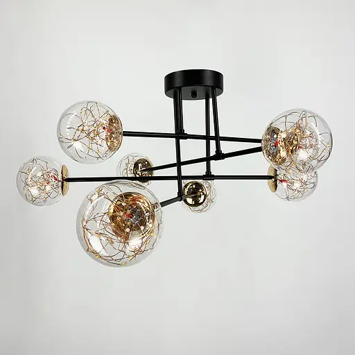 Черная LED люстра на 8 прозрачных плафонов со встроенными светодиодами Line.F K 26/8 BK - фото 2