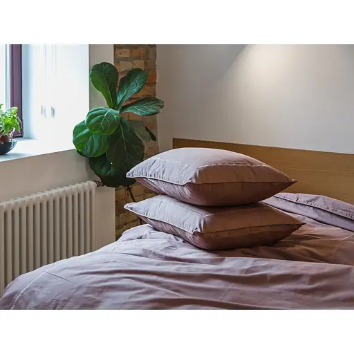 Комплект постільної білизни Ecotton Premium Stucco євро сатин вишивка з кантом бузковий (25092) - фото 6
