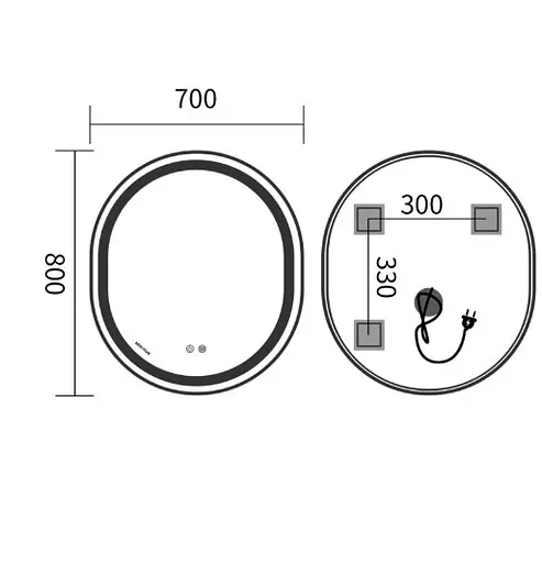 Дзеркало Mixxus Premium ELLIPSE MV05-80x70-REVERSE WHITE (LED Touch, Anti-fog (3-6kK)) (MP6645) - фото 5