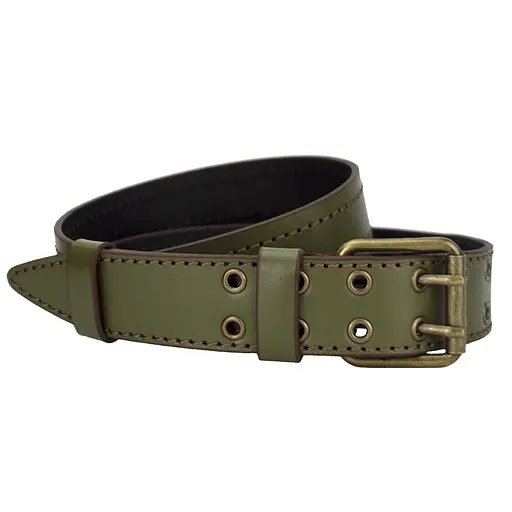 Ремень мужской кожаный хаки JK-4074 (120 см) с люверсами - фото 2