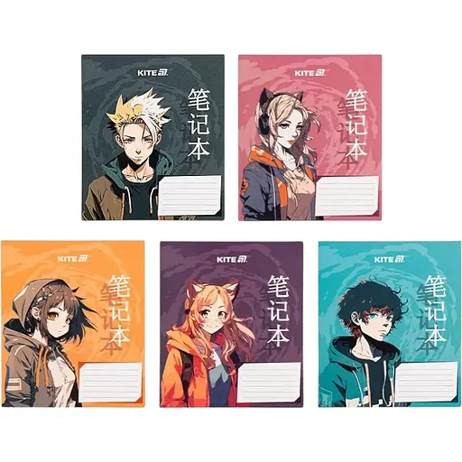 Набор тетрадей Kite Anime 18 листов в клетку 20 шт. (K25-236-1)