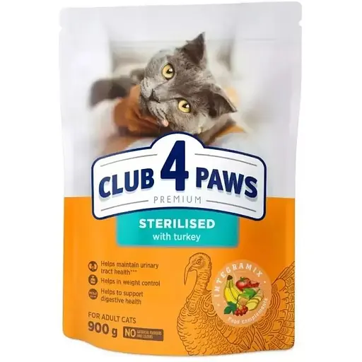 Сухой корм Club 4 Paw Premium для стерилизованных кошек Индейка 900 г - фото 1