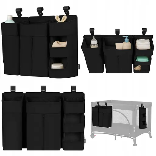 Подвесной органайзер для детской кроватки Lionelo Sidepocket (LO-SIDEPOCKET LARGE BLACK) - фото 1